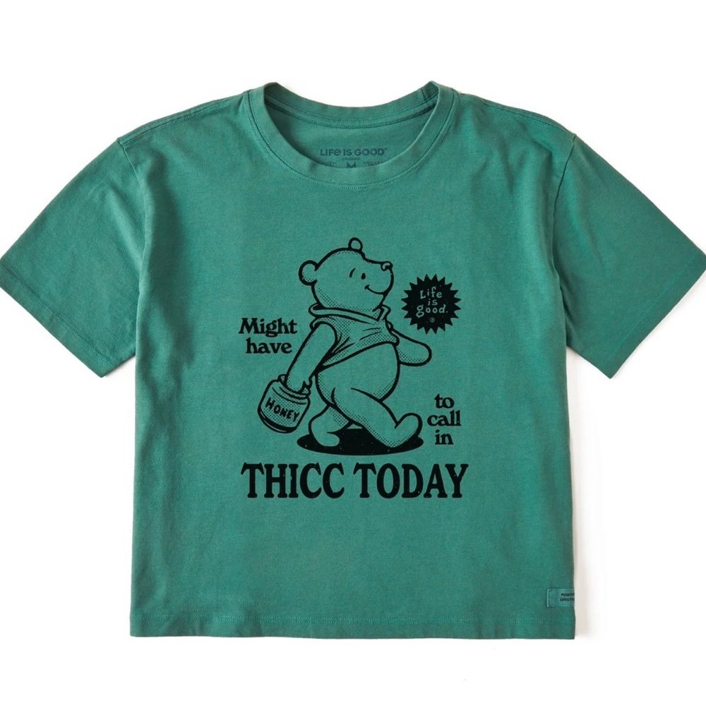 Life Is Good Women's Disney Winnie The Pooh Cropped Crusher Tee — Sage Green